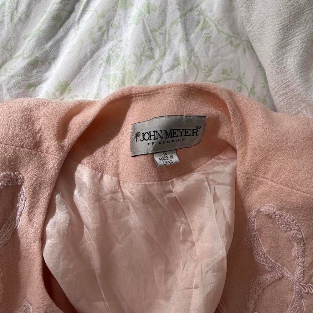 Vintage John Meyer Pink Embroidered Jacket & Scarf Set | Size 16 - Picture 2 of 8